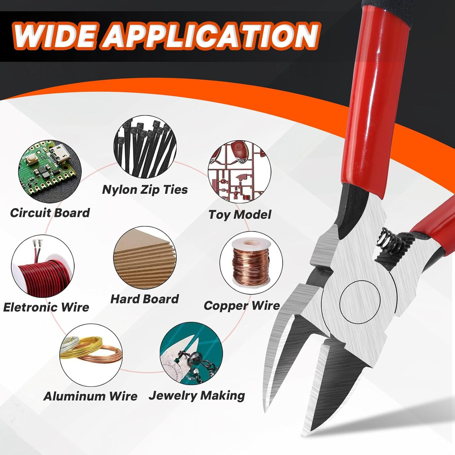 2PCS Wire Cutters Set 5" & 6" Flush Diagonal Pliers Spring Loaded High Carbon