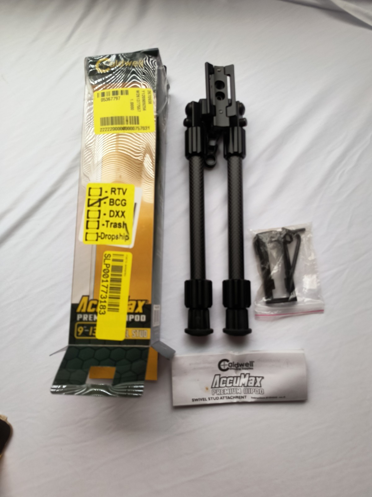 Caldwell Accumax Premium Carbon Fiber Pic Rail Bipod 9"- 13" With Swivel Head