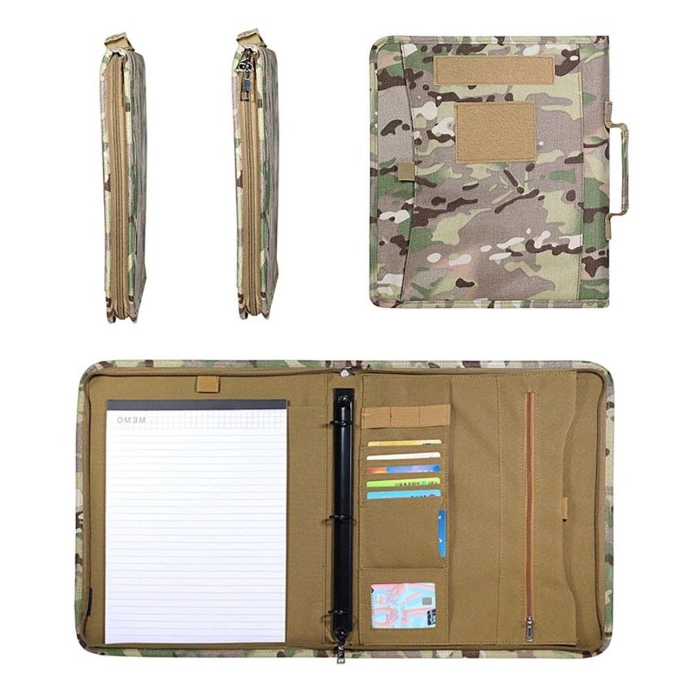3-Ring Tactical Portfolio Binder Zipper Design A4 Paper Holder Holds 25 Sheets