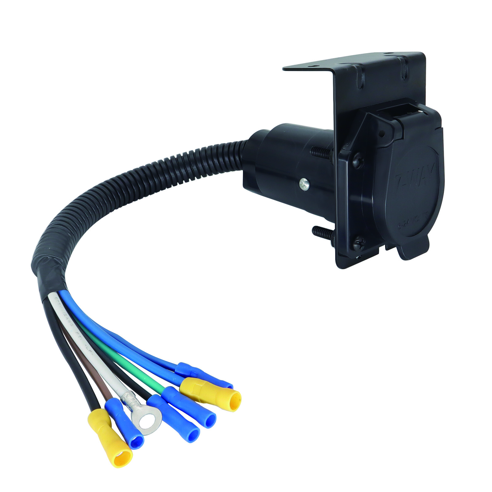 7-Pin RV-Style Trailer Connector Socket Extra Wiring Plug Mounting Bracket 7 Way