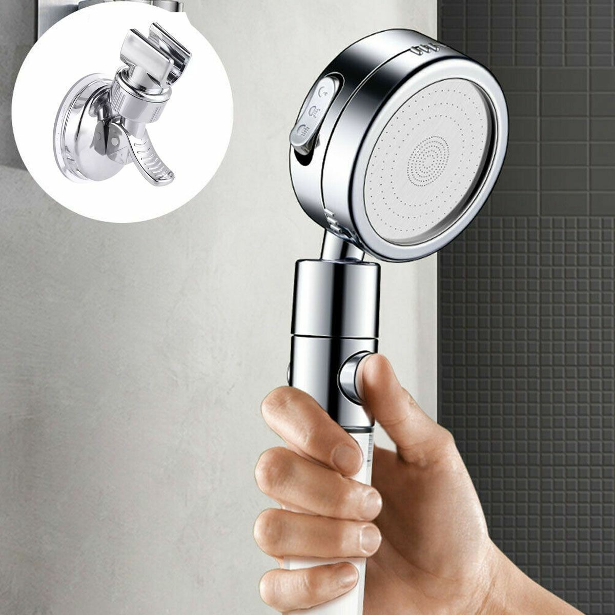 Adjustable Shower Head Holder Suction Cup Handheld Wall Mount Bathroom Bracket