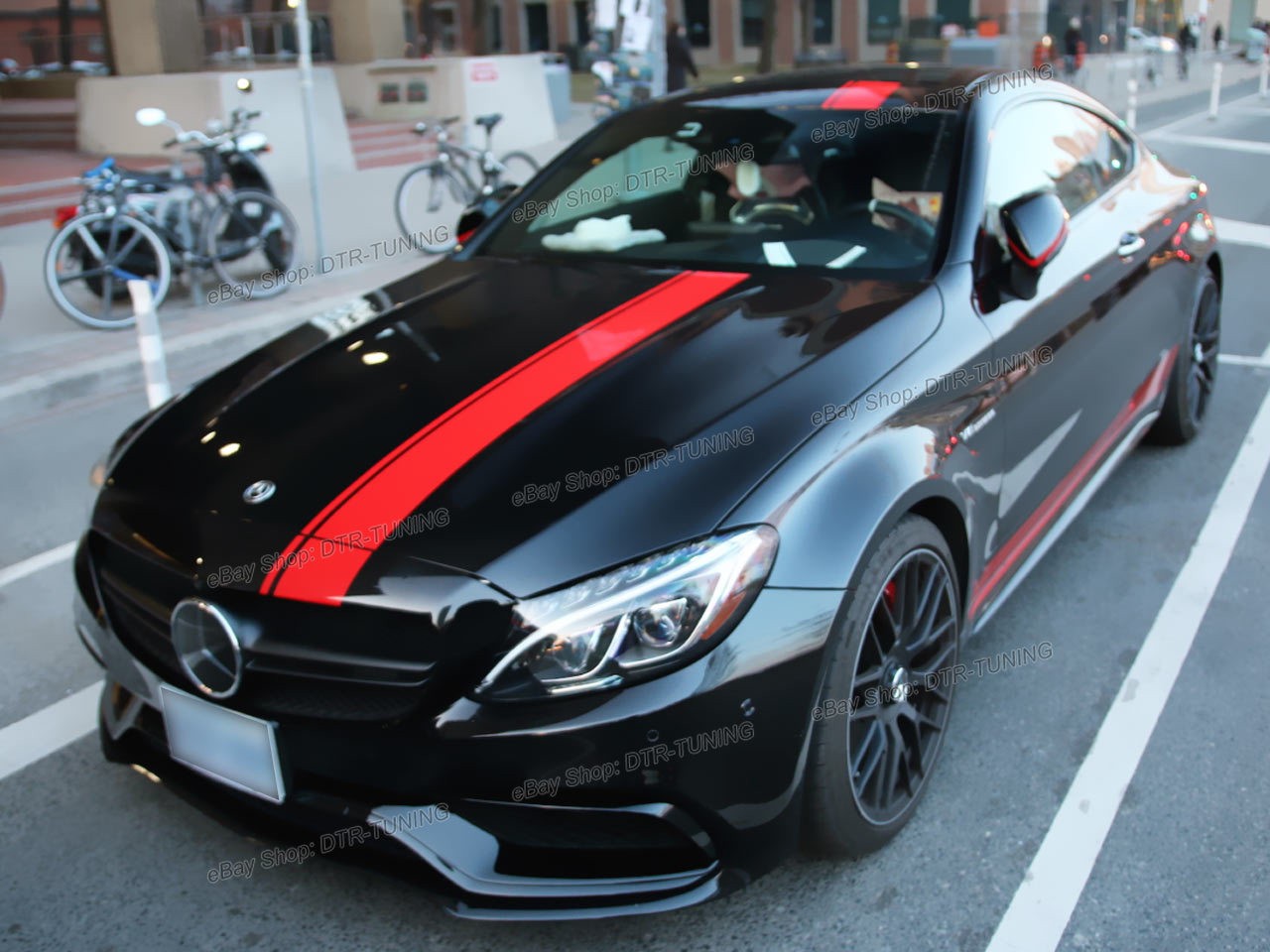 Hood Roof Side Stripes Decal Stickers For Mercedes Benz W205 C-Class 2DR Coupe