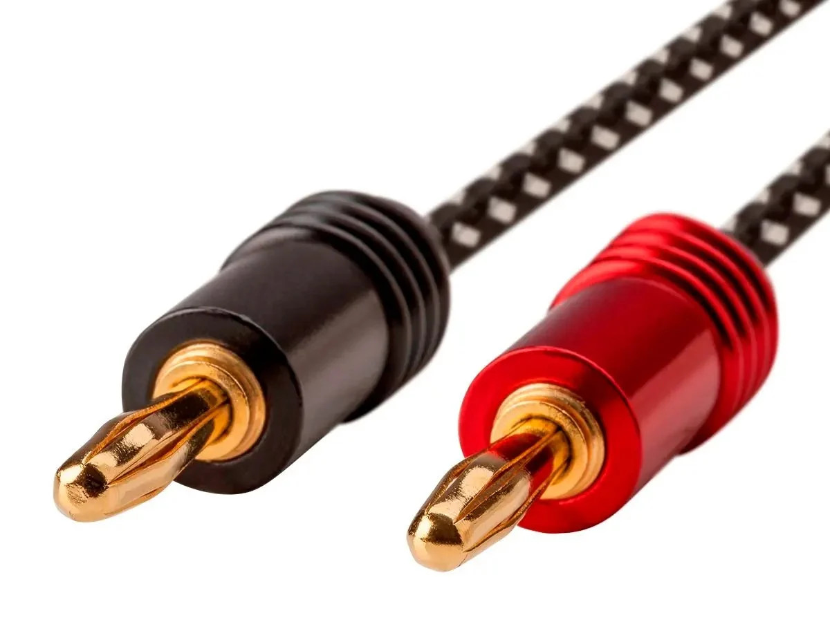 Monoprice Speaker Wire, Braided with Banana Plugs, 2-Conductor, 14AWG, 20ft