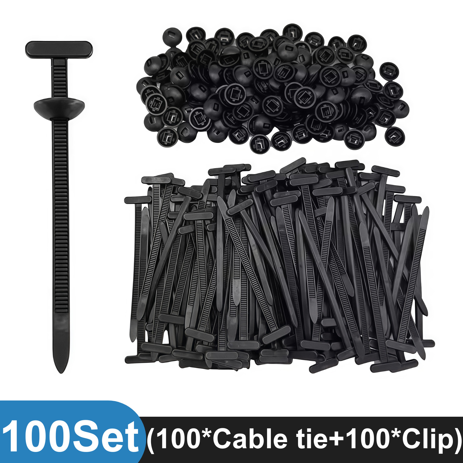100pcs Nylon Universal Cable Tie Buckle Heavy Duty Self-Locking Free Ship