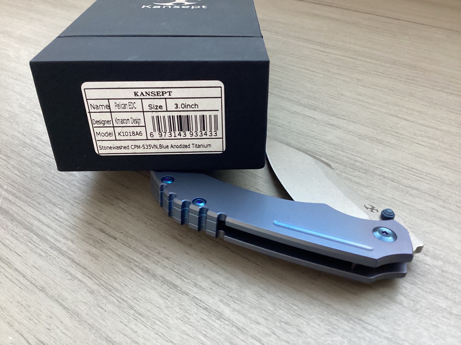Kansept Pelican EDC Framelock S35VN Blue Anodized Titanium K10186A