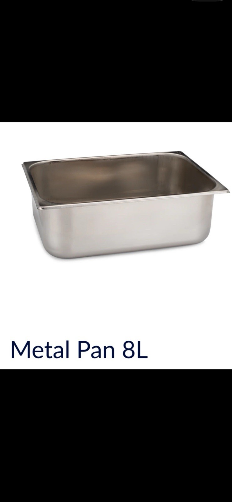 Stainless Steel Wide and Deep Gelato Pan (8 L) 360 x 250 x 120 mm.