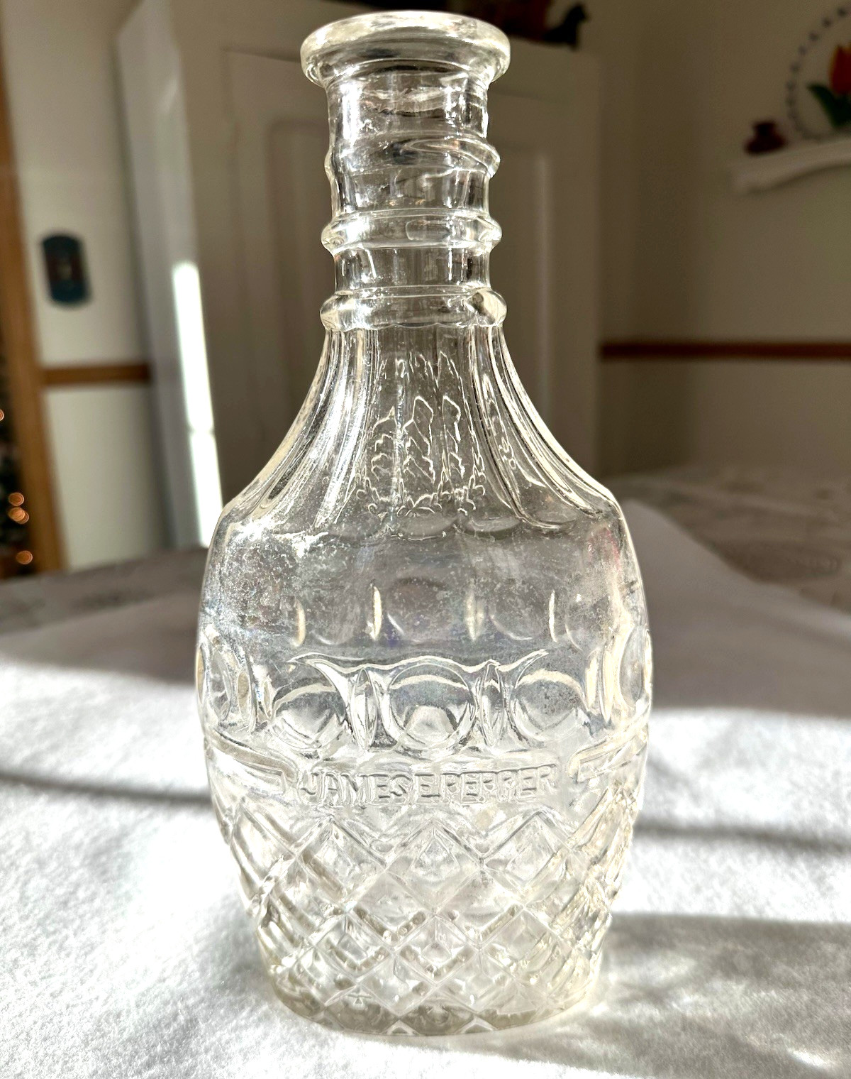 Antique James E Pepper Whiskey Decanter Barrel Proof Kentucky Bourbon Bottle
