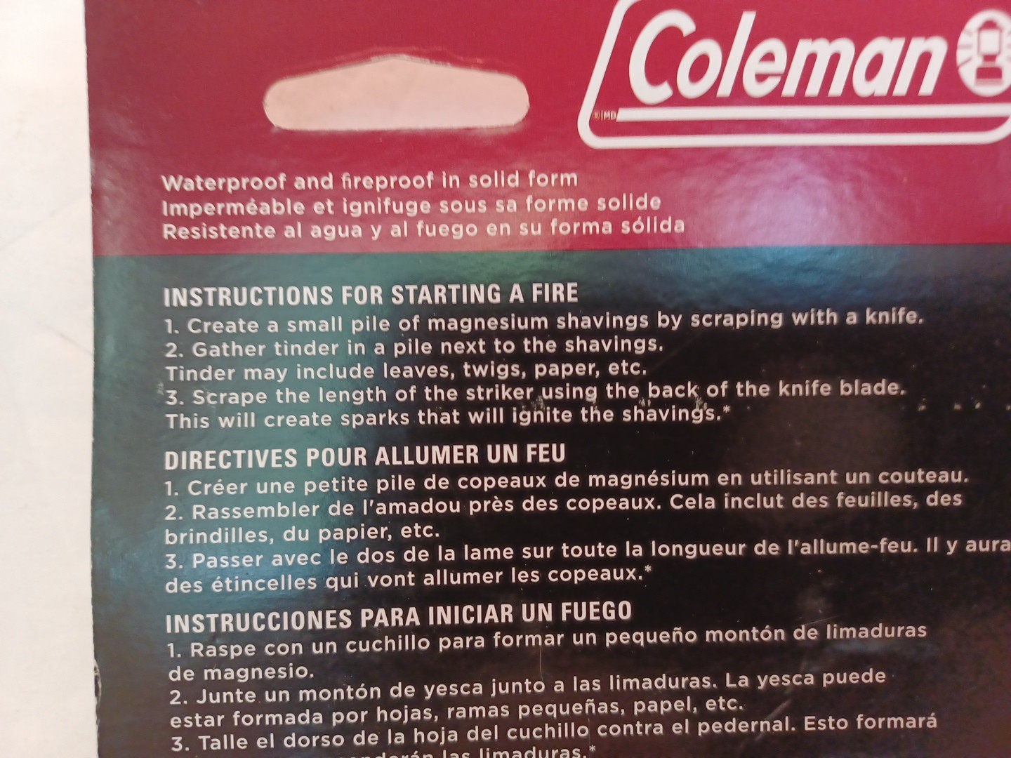 Coleman Pocket-Size Compact Waterproof Magnesium Fire Starter NEW IN PACK