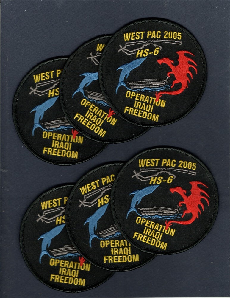 Dealer Lot HS-6 INDIANS WESTPAC 2005 OIF US NAVY Squadron Cruise Patch set of 6
