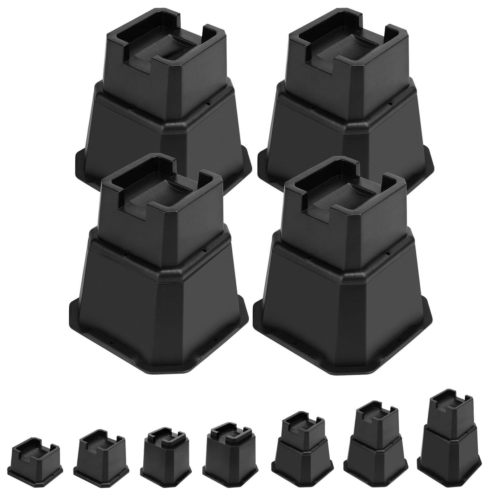 Heavy Duty Bed Risers 6 Inch Furniture Lift Black 4 PCS Support 6000 Lbs