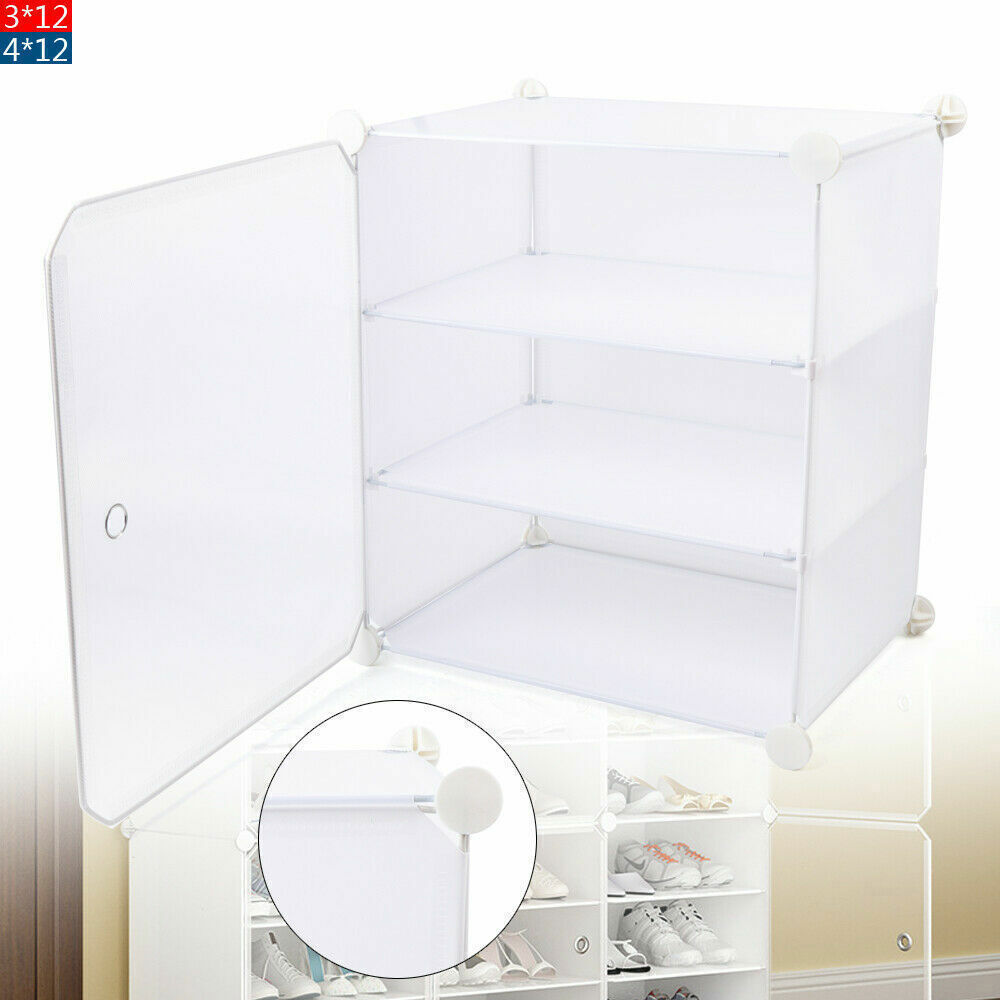 12-Tier Shoe Rack Organizer Stackable Closet 96/72 Pair Shoe Box Storage Cabinet