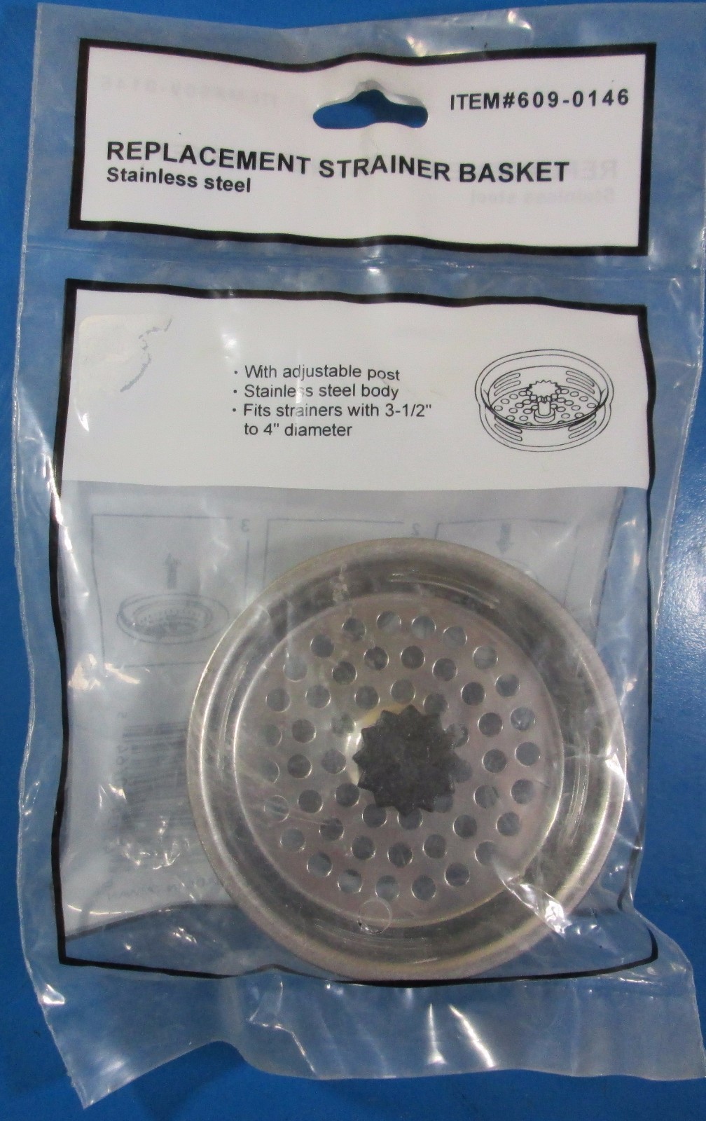 Orgill Stainless Steel Adjustable Post Replacement Strainer Basket #609-014