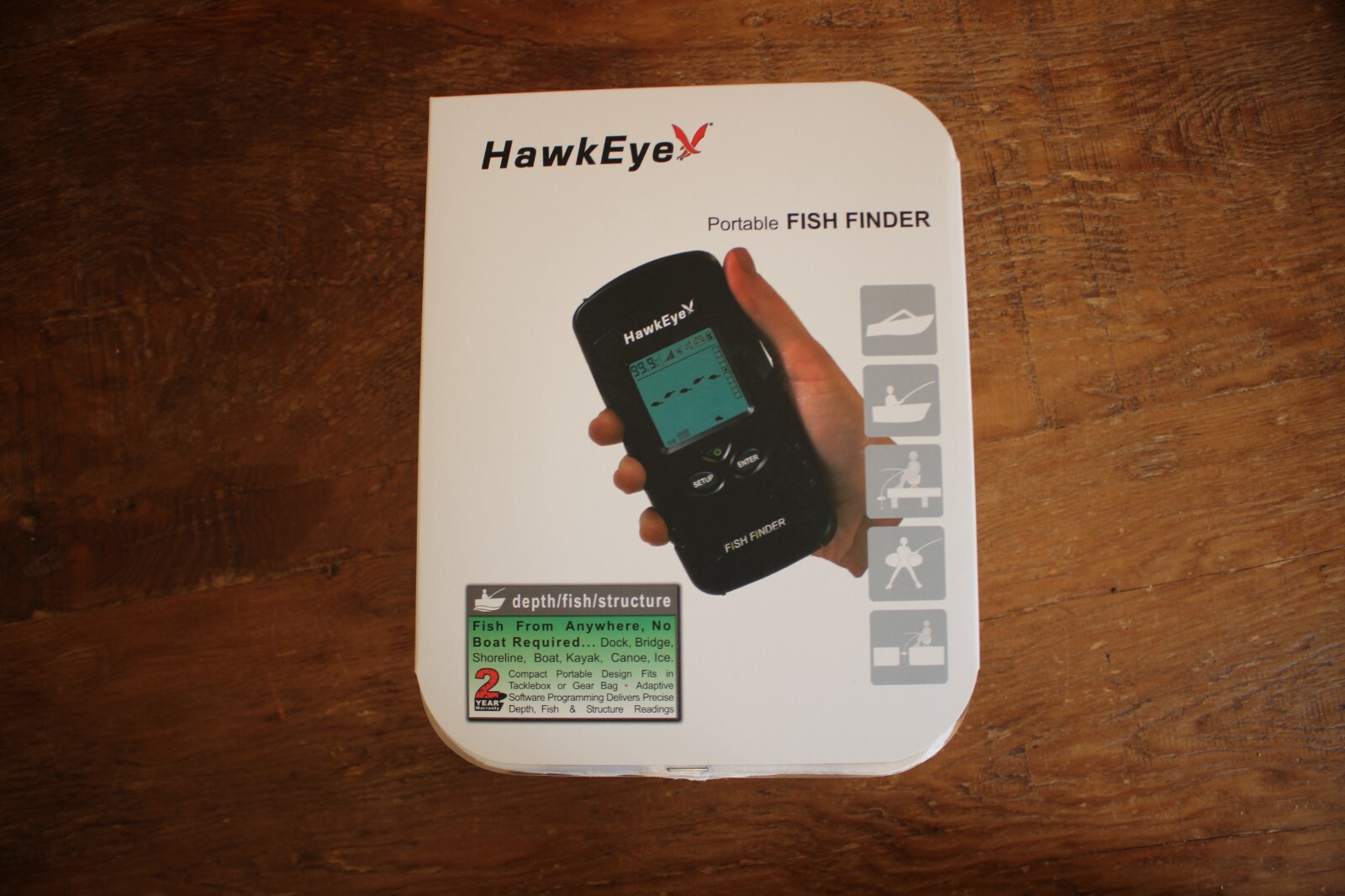 HawkEye F33P Black USB 2.3" Glare-Free Backlight Display Portable Fish Finder