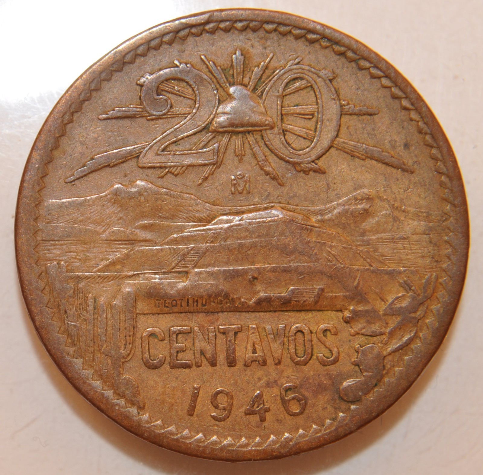 1946 Mexico 20 centavos coin