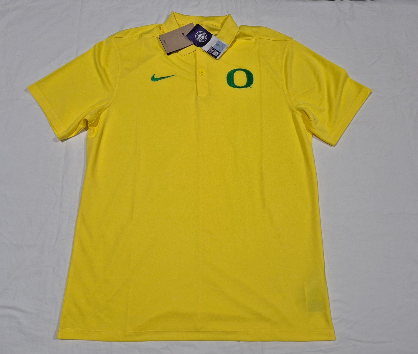 Nike Mens Dri-fit College Yellow polo Primi time Official Apparel Oregon Ducks
