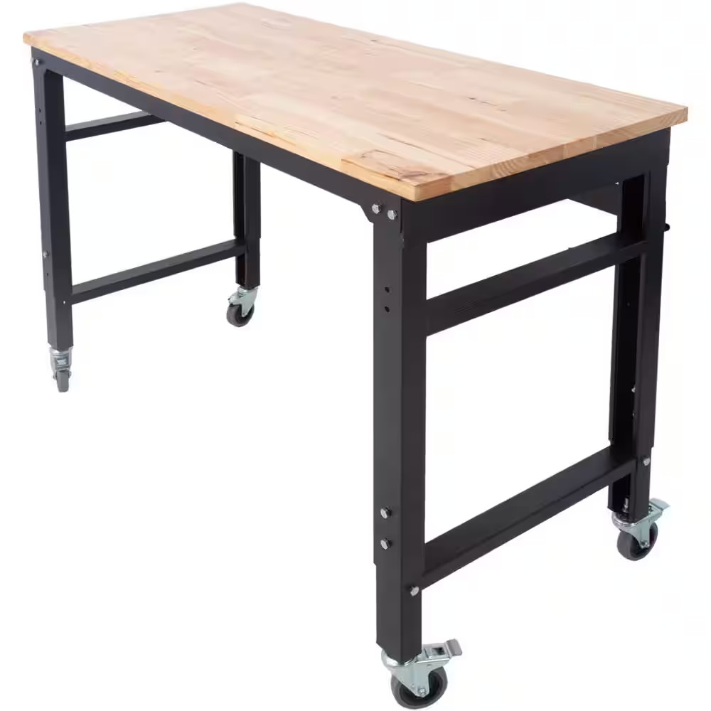 48 In. Wide Rolling Workbenches for Garage-Adjustable Height Workshop Tool Bench