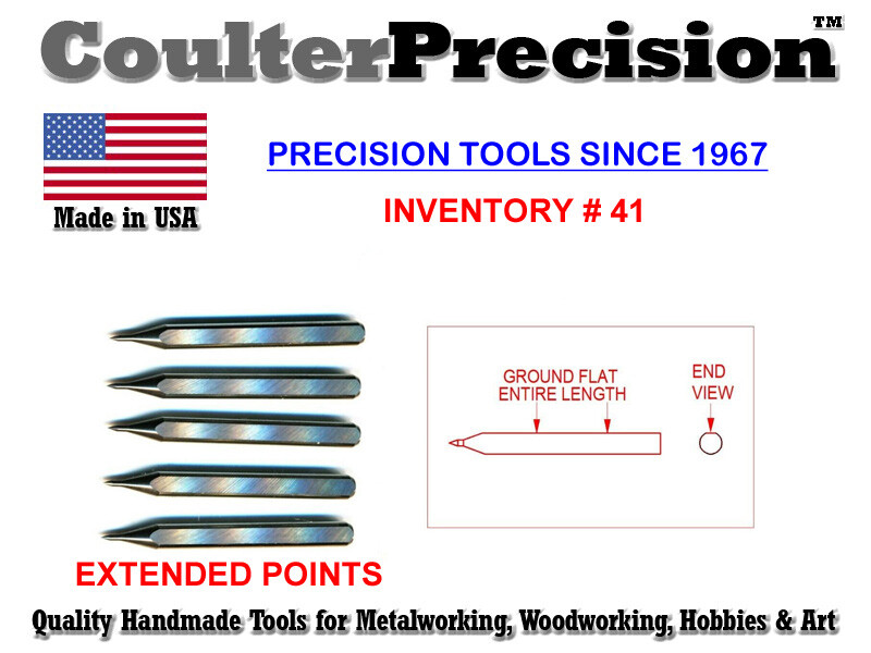 Printmaking scrimshaw scribe powder horn carbide extended tool bits, 5 each.
