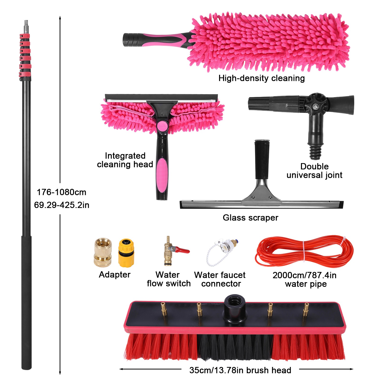 11pcs Adjustable Solar Panel Cleaning Kit Stainless Steel Window Cleaner Scraper