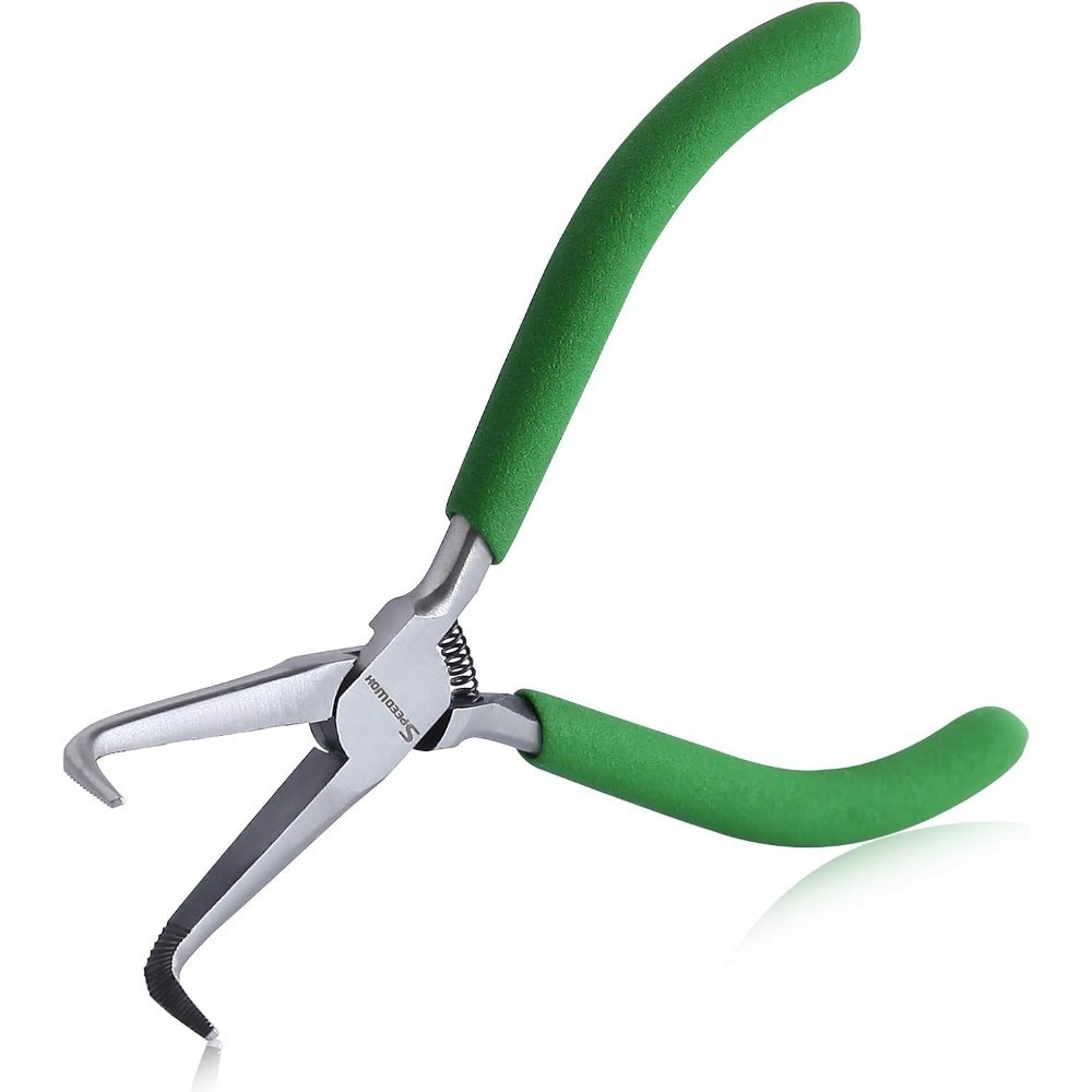 Mini Bent Needle Nose Pliers With Teeth 5" 45-Degree Bent Long Nose Pliers With