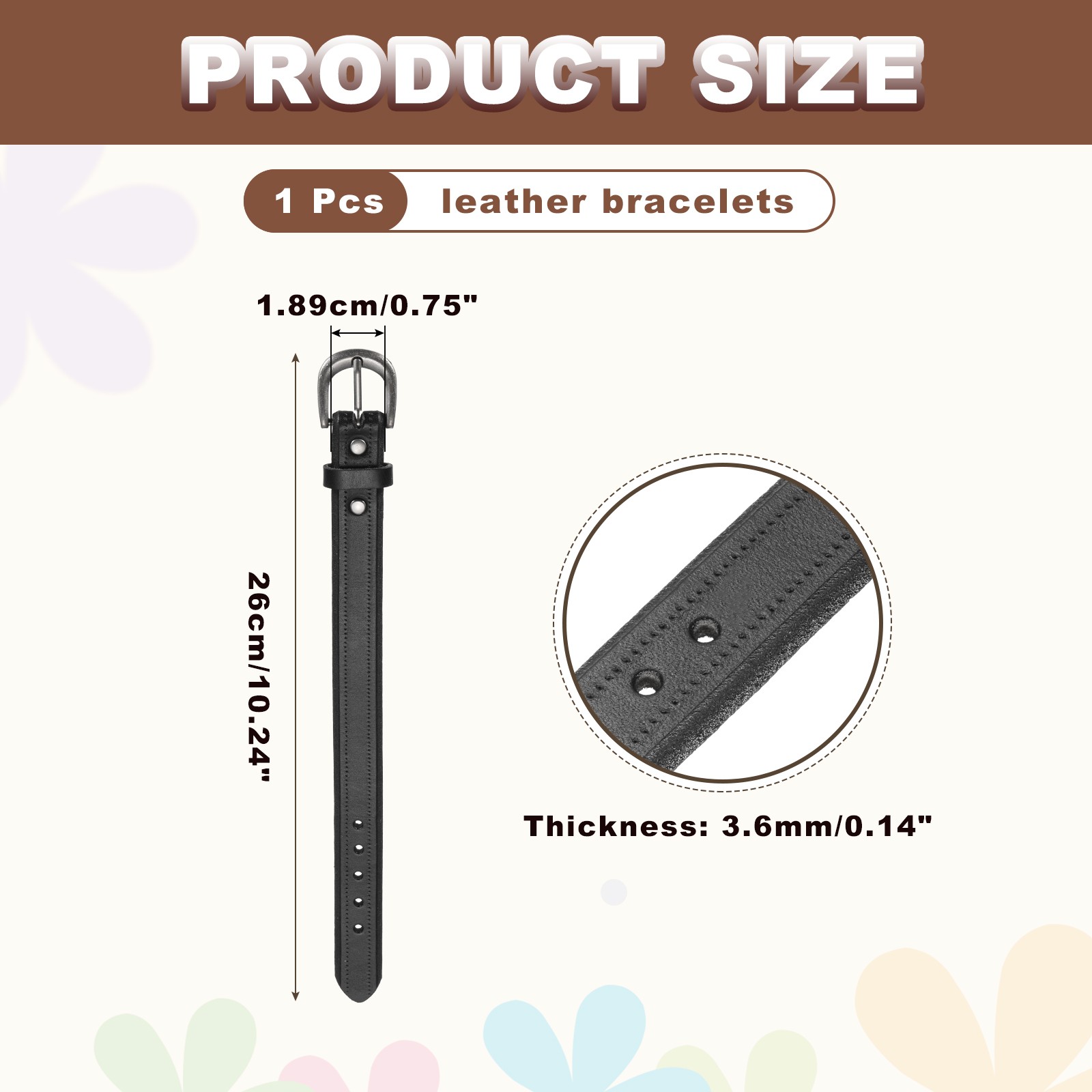 Plain Buckle Bangle Leather Bracelets Leather Snap Bracelets, Black