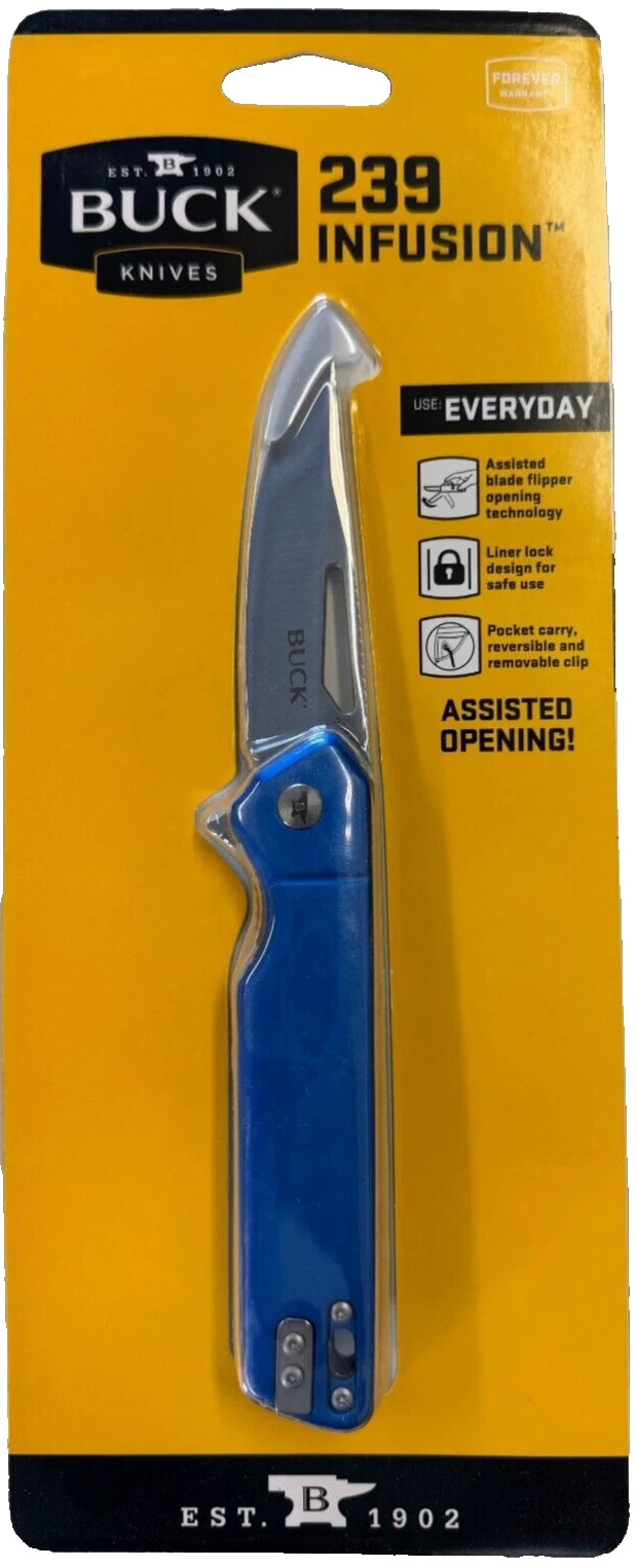Buck 239 Infusion Blue Drop Point Folding Manual Opening Assisted 0239BLS-C
