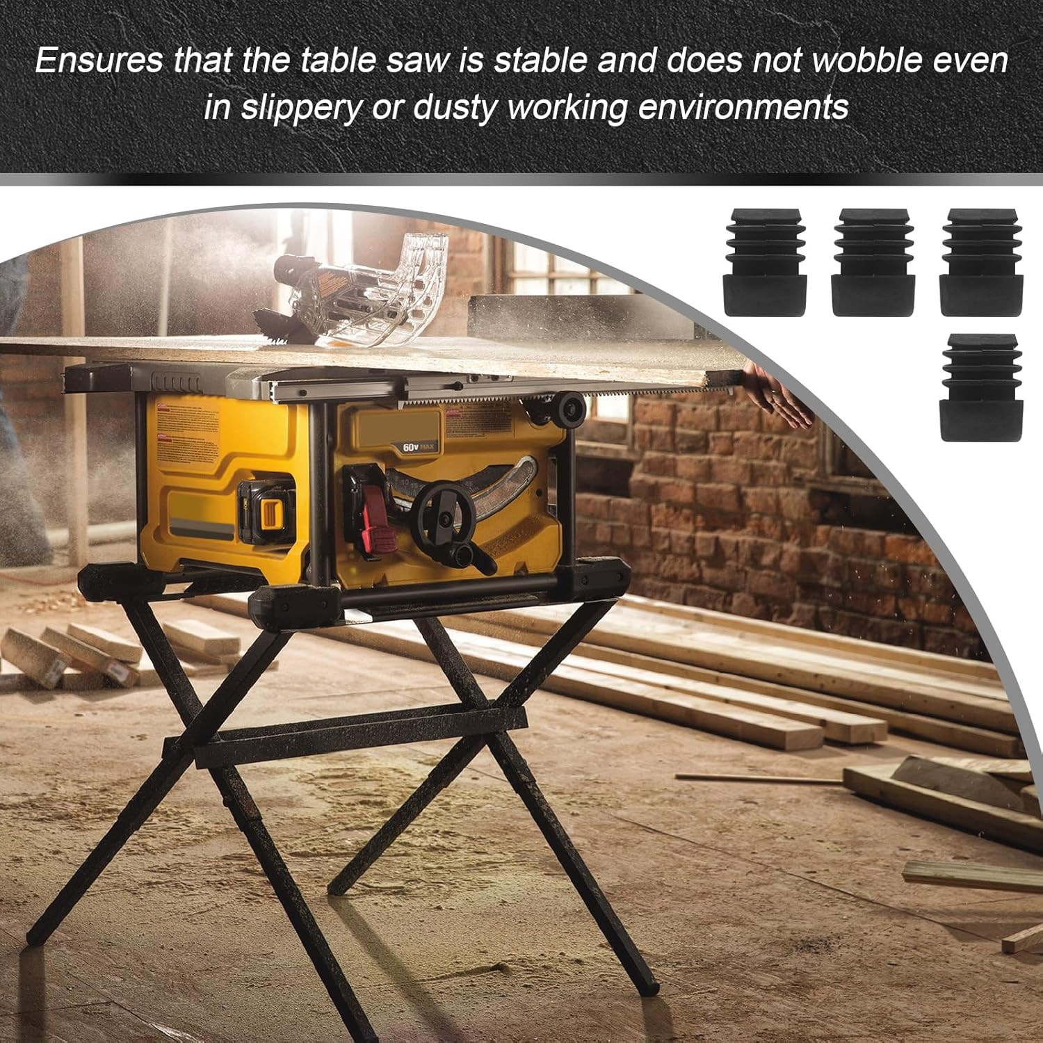 (4 Pack) Replacement Rubber Feet Compatible with Dewalt Compact Table Saw Stand