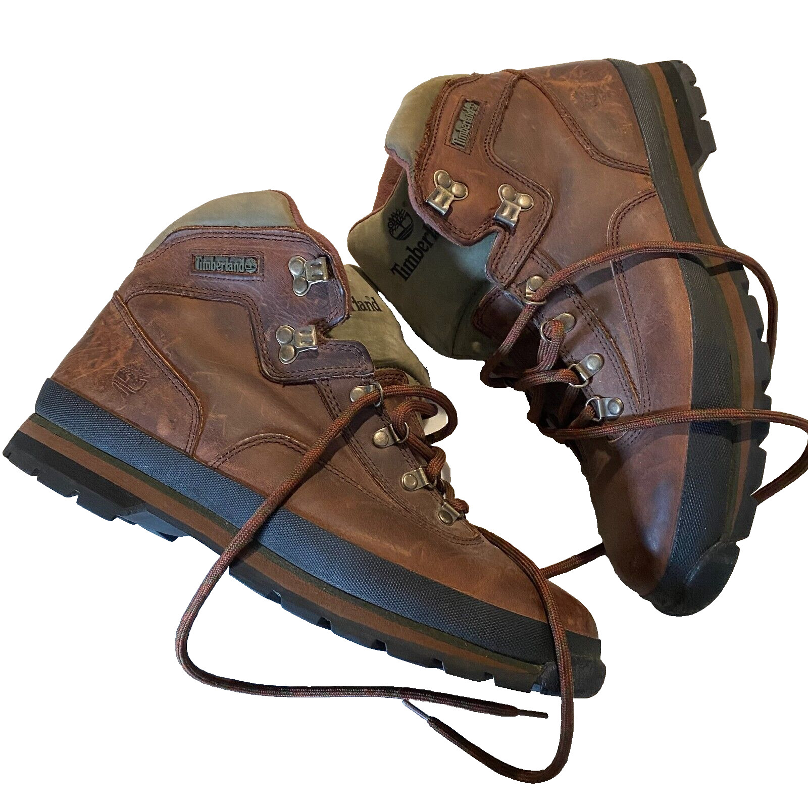 timberland boots size 13 M brown leather lace up hiker 95100