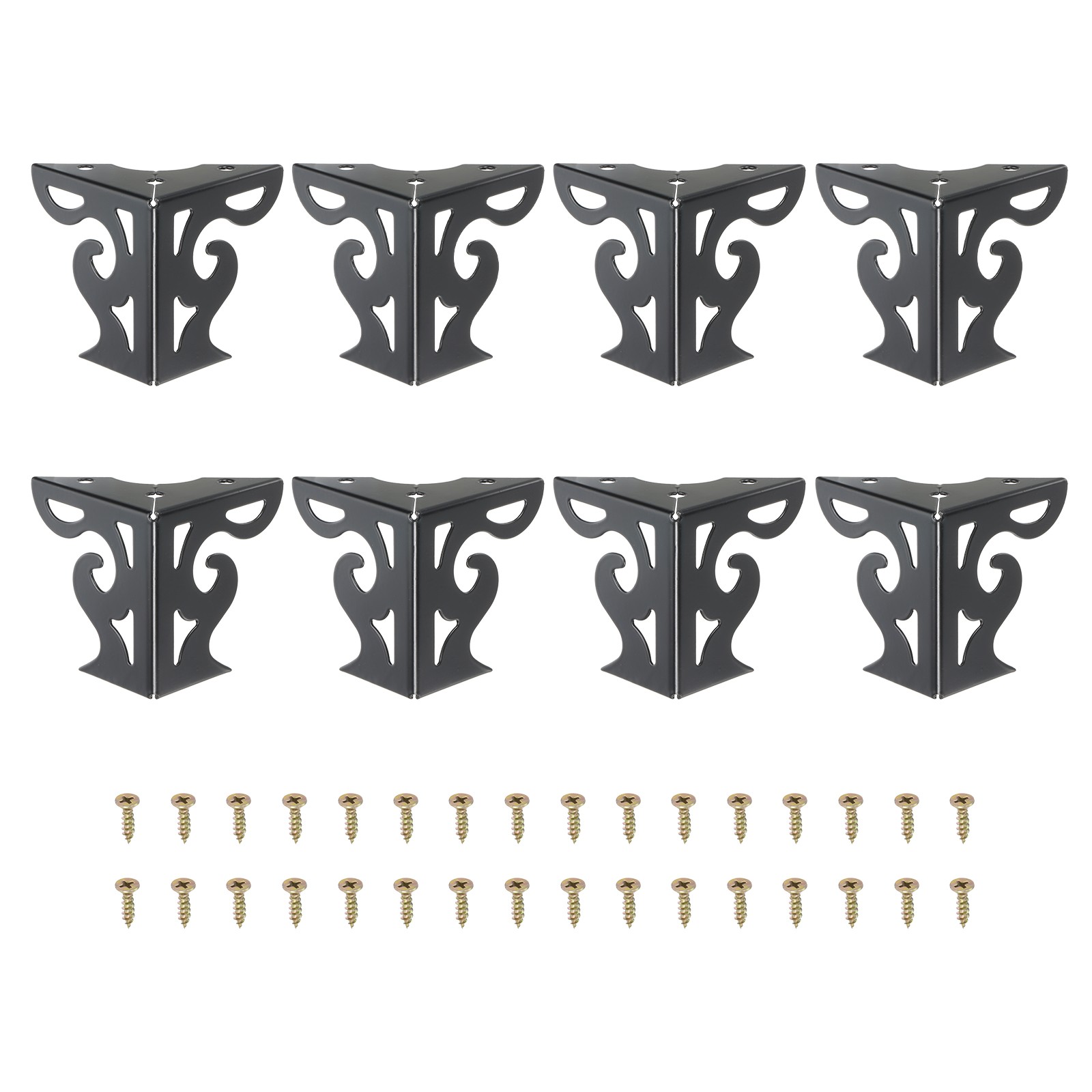 8Pcs 3 Inch Hollow Out Furniture Legs,Metal Triangle Replacement Feet, Black