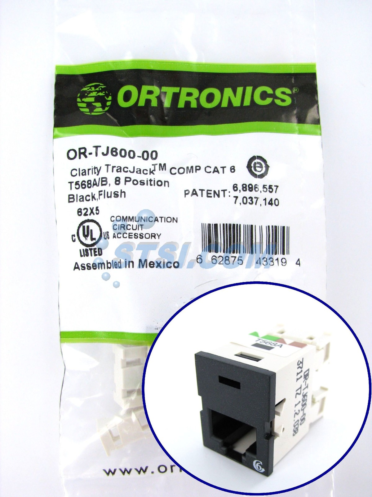 Ortronics Clarity TracJack OR-TJ600-00 Cat6 Jack, Black ~STSI