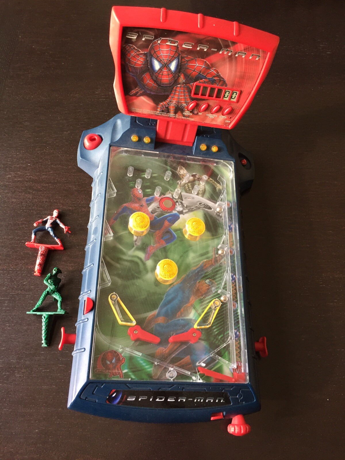 2002 Spider-Man Tabletop Pinball Green Goblin Spiderman Figures Radio Shack Used