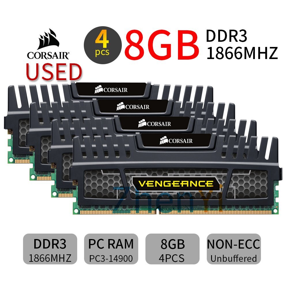 Corsair Vengeance 32GB 4x 8GB 1866MHz DDR3 PC3-14900 240Pin CL10 DIMM Memory RAM