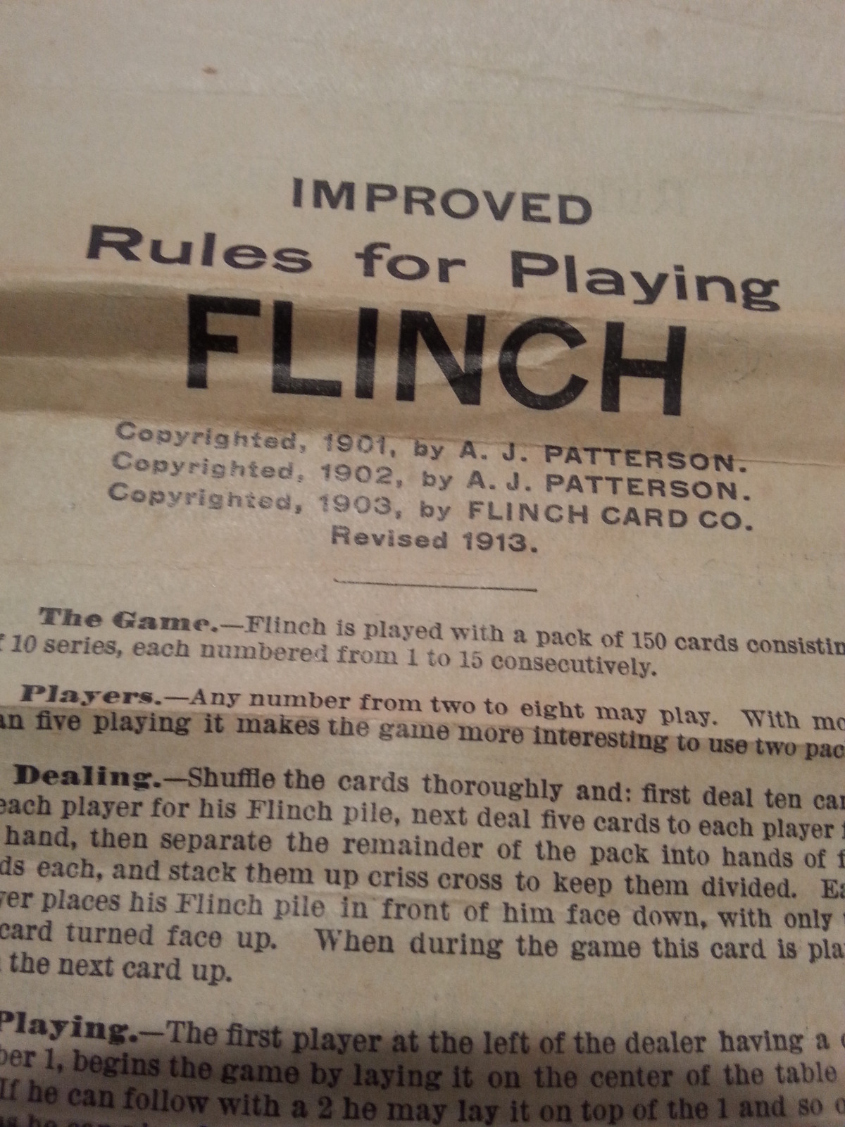 Vintage Flinch Card Game - Original Instructions - Box