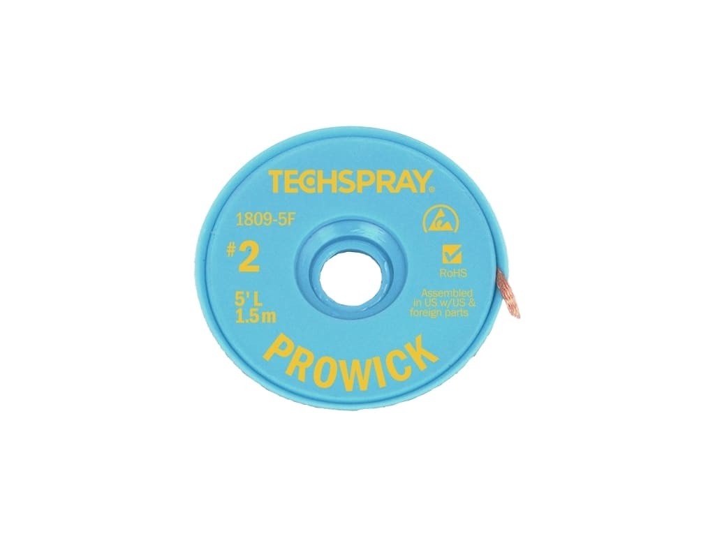 Techspray 1809-5F - Tech Spray Wick ProWick Sz 2 Anti-Static .055 inch Yellow