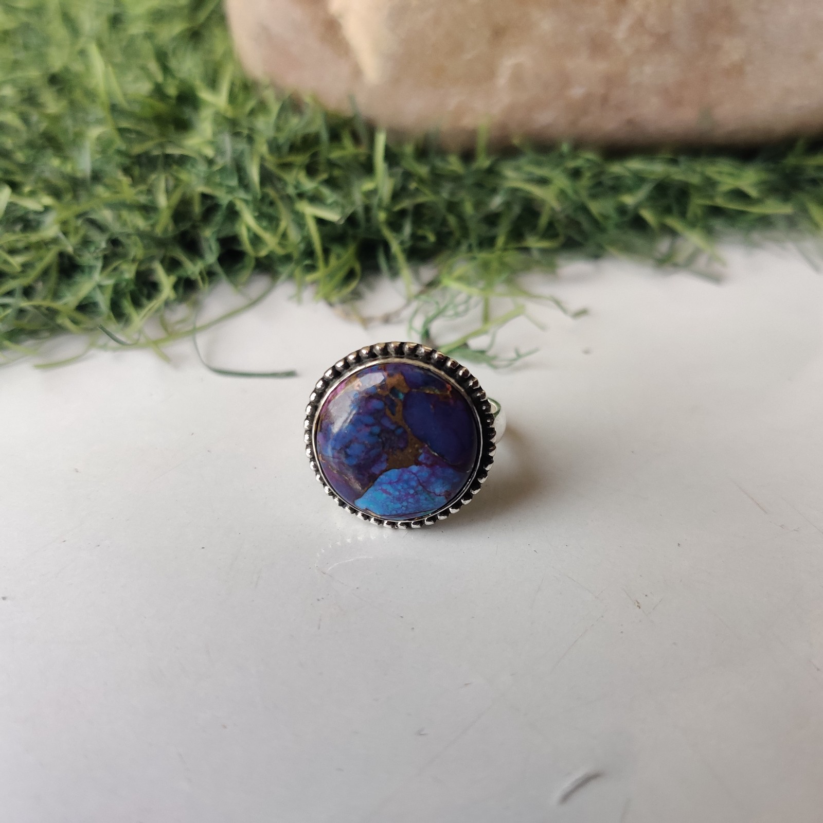Purple Copper Turquoise Gemstone Ring 925 Sterling Silver Beautiful Ring BT649