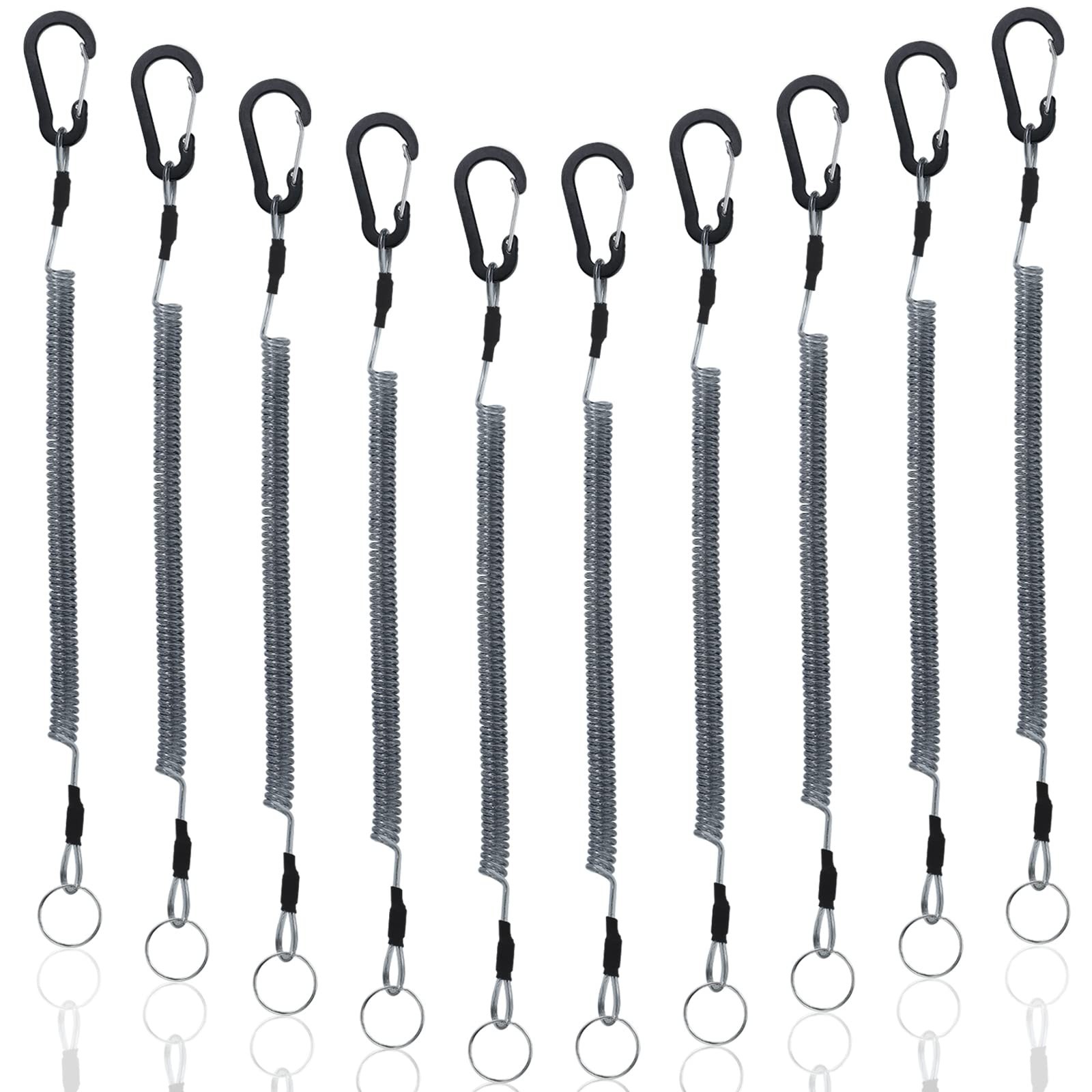 Fishing Lanyard (10Pcs) Retractable Safety Coiled Tether with Carabiner and S...