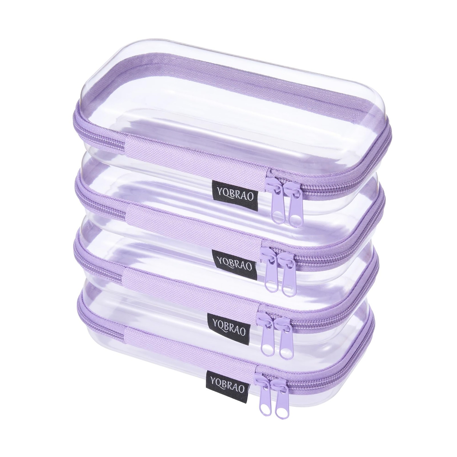 YQBRAO 4-Pack Clear Hard Shell Zipper Case, 1.2mm 4 Pack(S), Purple