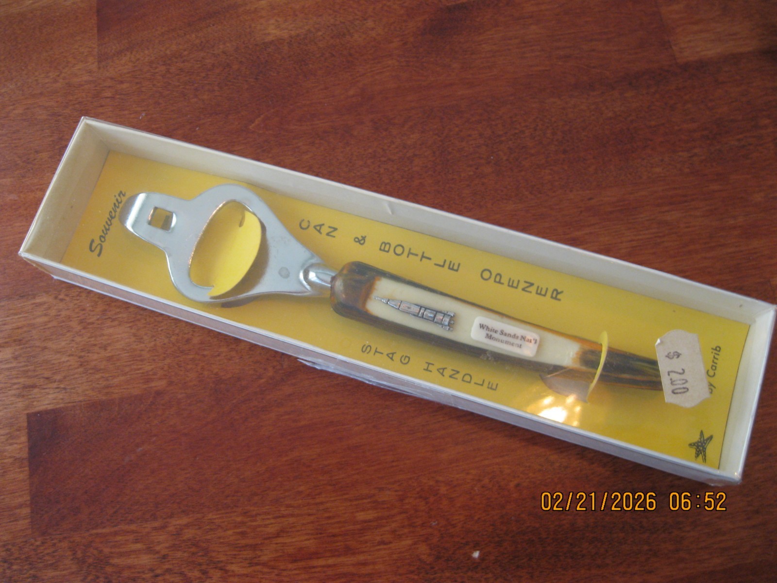 Vintage New Mexico, White Sands National Monument STAG HANDLE OPENER IN BOX NOS