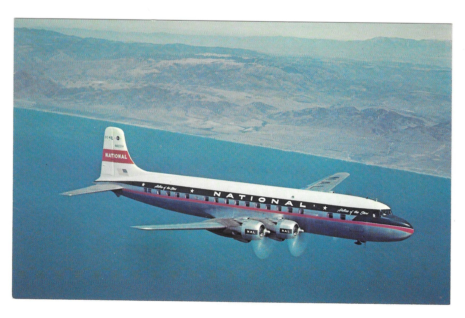 National Airlines Airlines of the Stars Douglas DC-6B Airplane Postcard