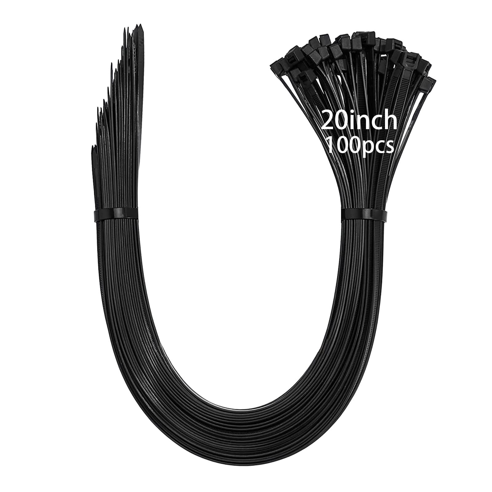 100 Pack 20 inch Long Zip Ties 70 lbs Tensile Strength Large Wire Ties