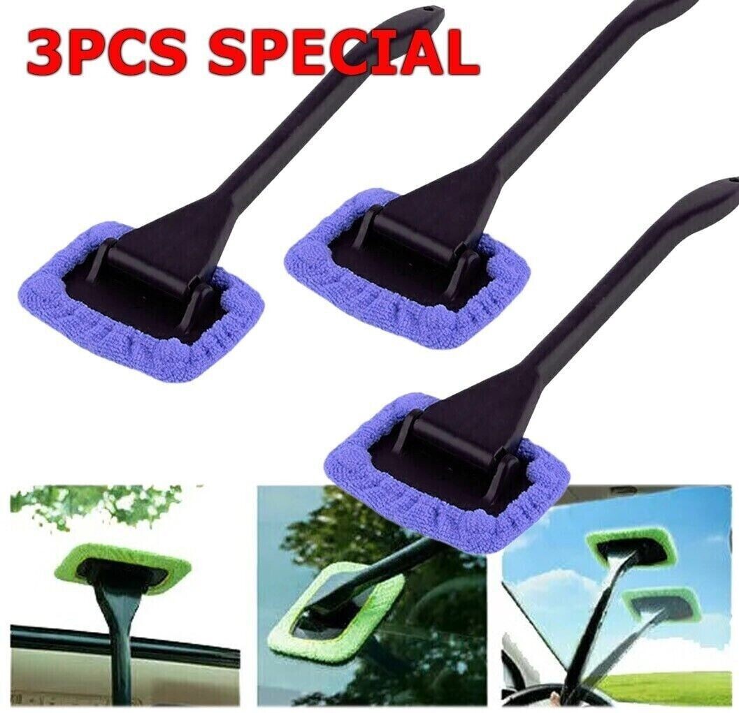 3X Window Windshield Cleaning Tool Wand Microfiber Car Wiper Cleaner Glass Brush