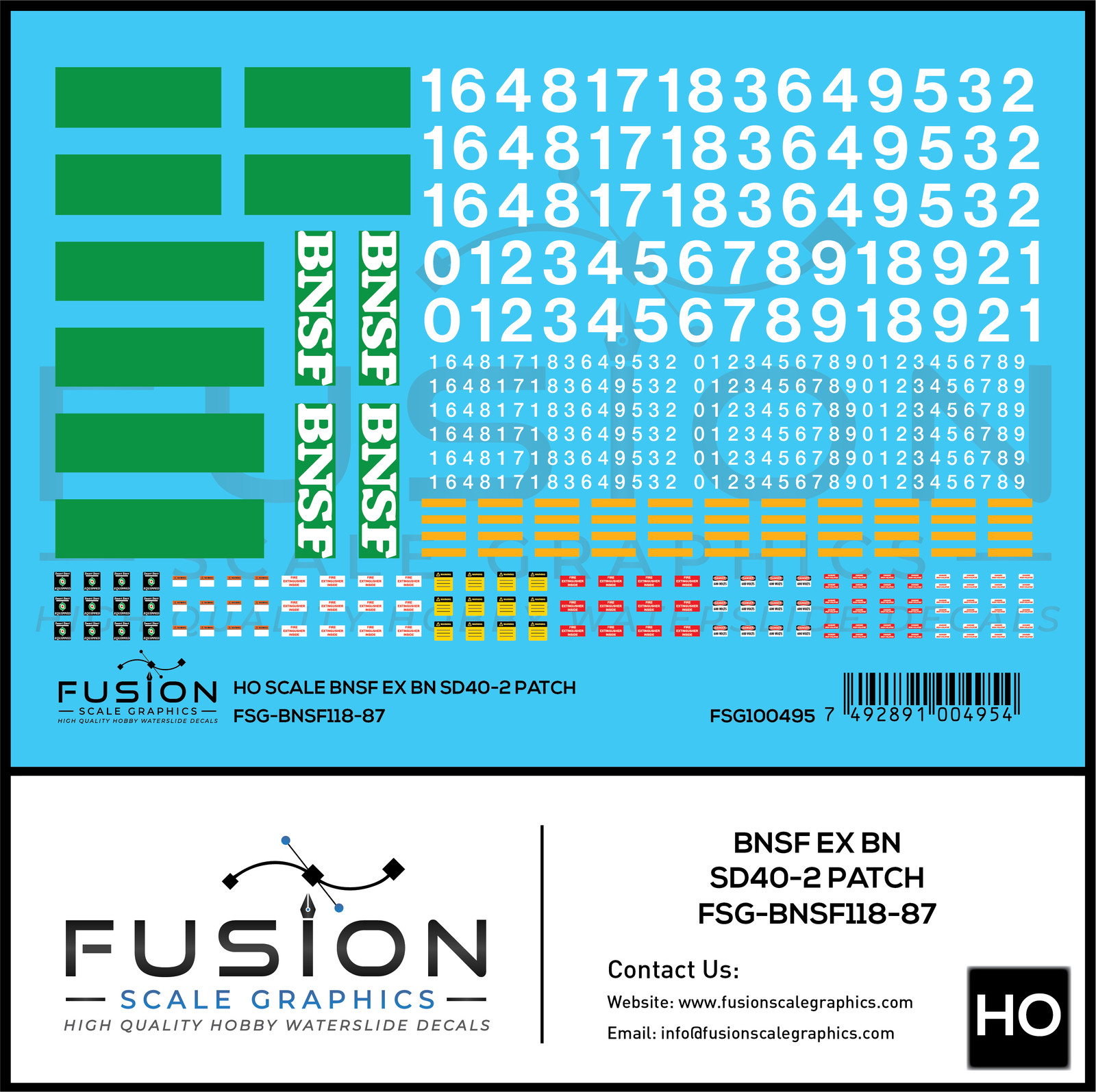 HO Scale BNSF Ex BN EMD SD40-2 Locomotive Patching Decal Set