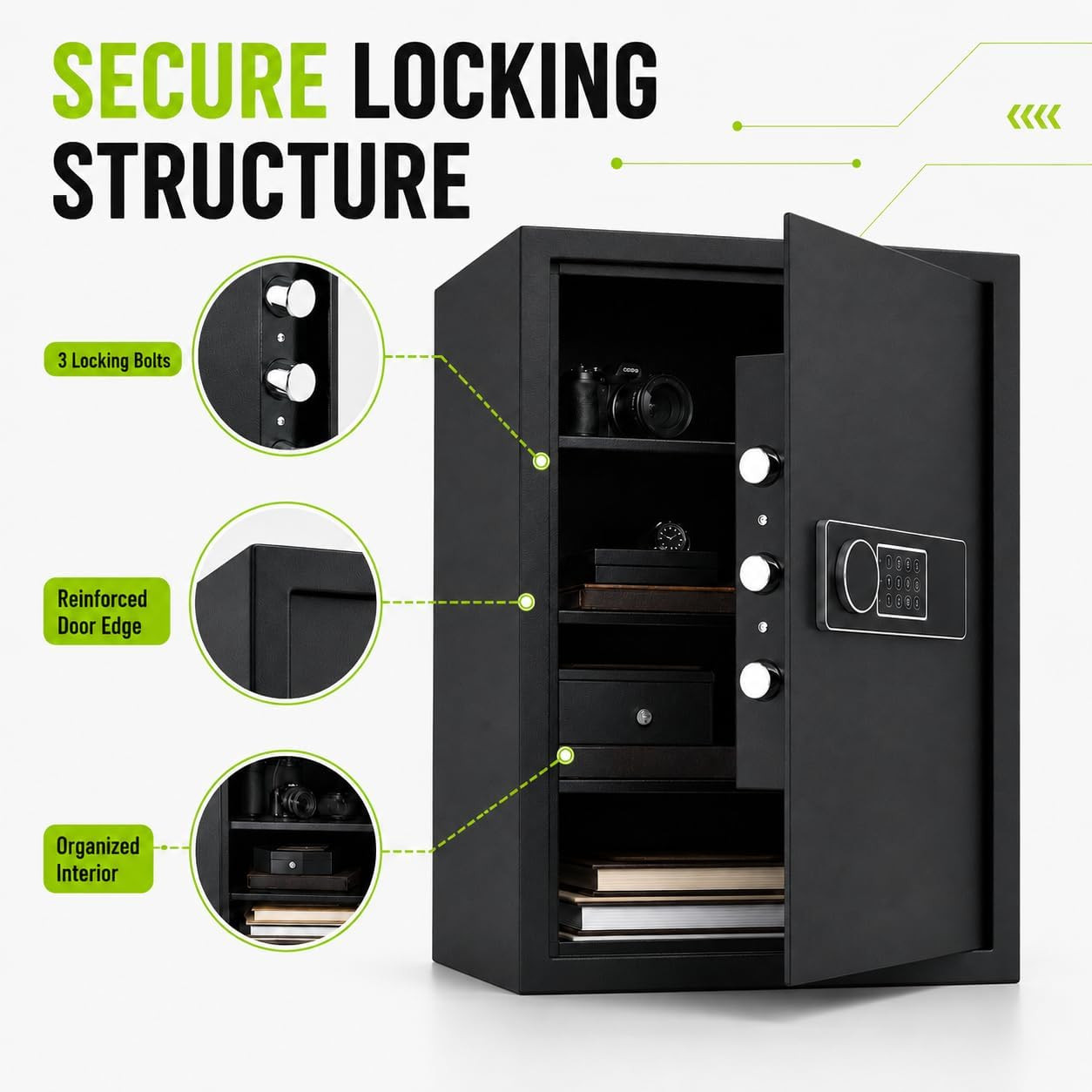23.6" Tall Large Safe Box with Fireproof Bag, Digital Security Safe