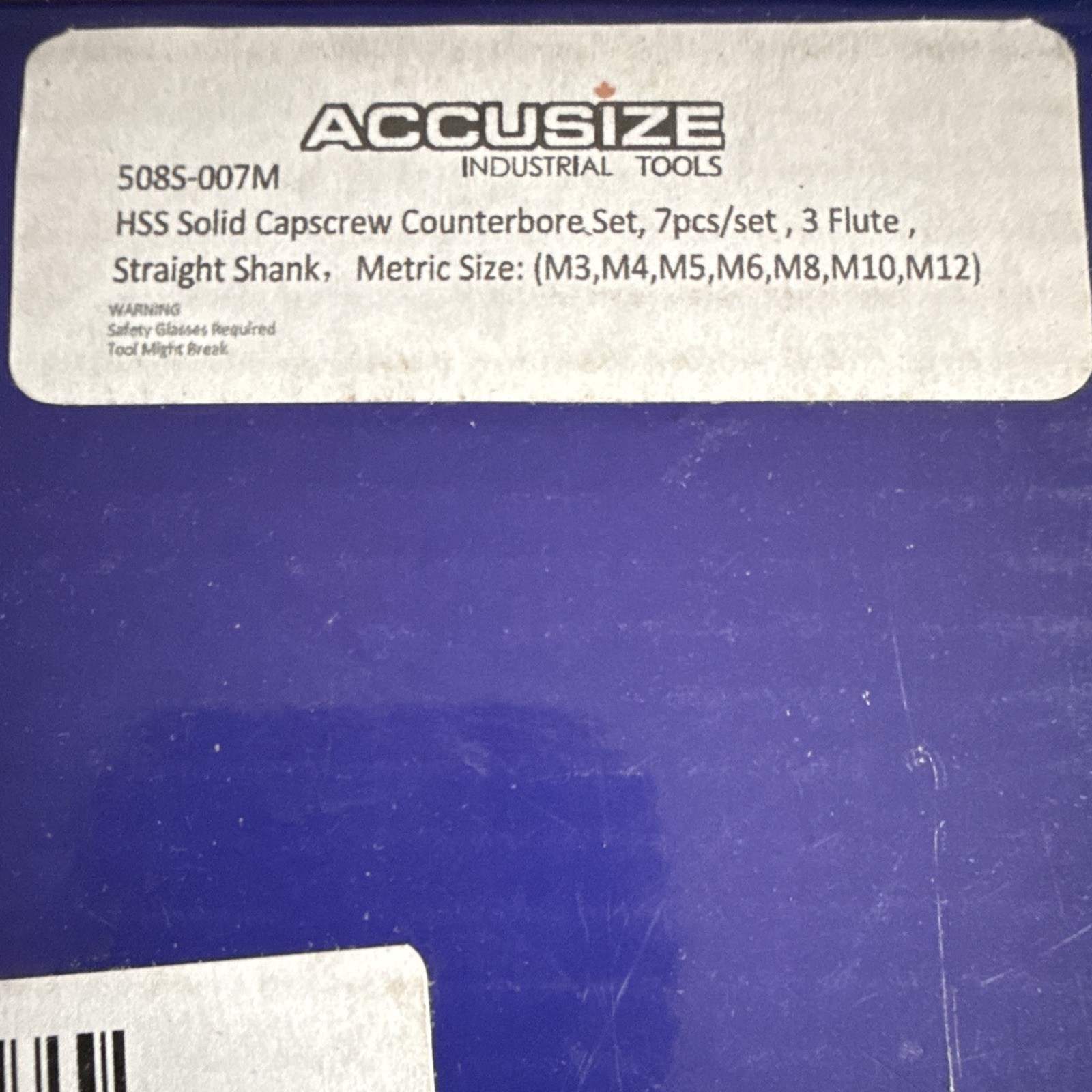 Accusize 508S-007M Metric HSS Solid Capscrew Counterbore Set 7-Piece 3-Flute