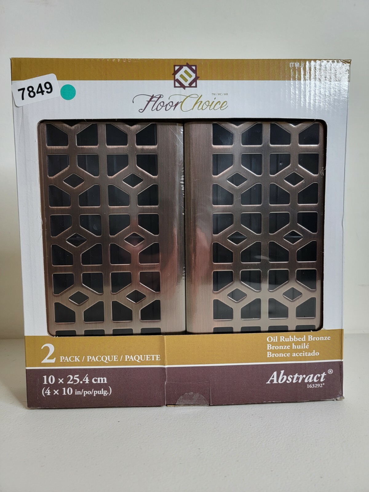 Floor Choice, 2 Pck, Abstract Registers Vent Covers, Oil Rubbed Bronze 4" x 10"