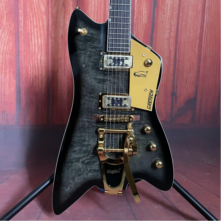 Custom Thunderbird Black Quilted Maple HH Pickups Gold Hardware 6 strings New