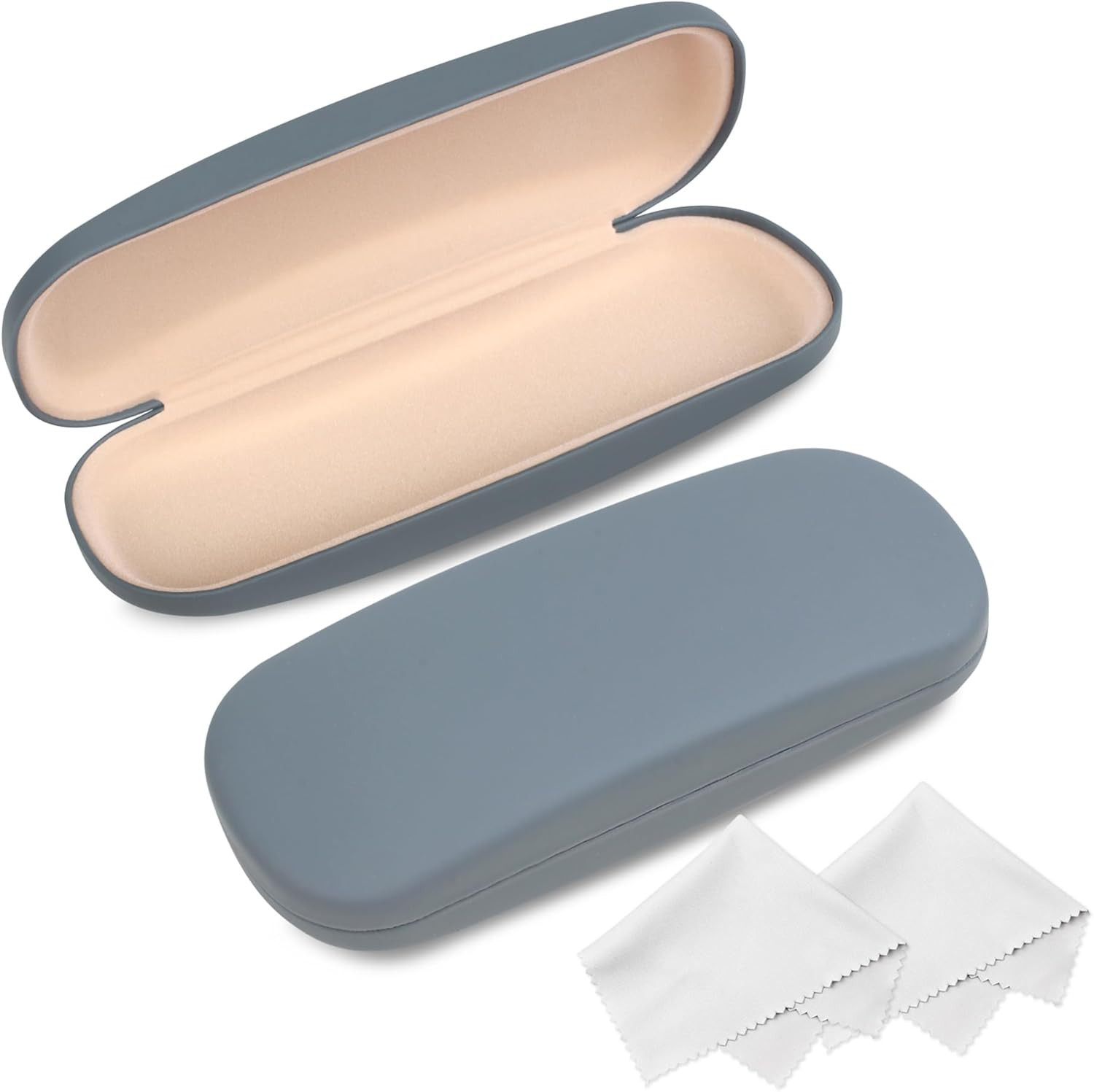 Glasses Case, 2 Pack Eyeglass Case with Cleaning Cloth, Glasses Case Hard Shell