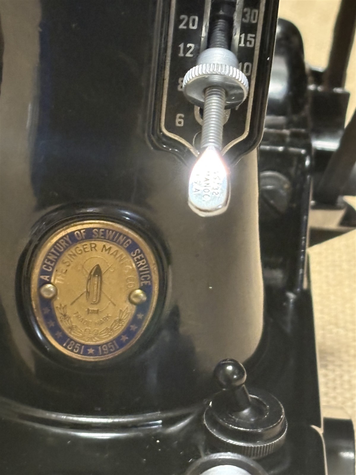 Singer Featherlight 221-1 sewing machine, Centennial edition 1951, pretty