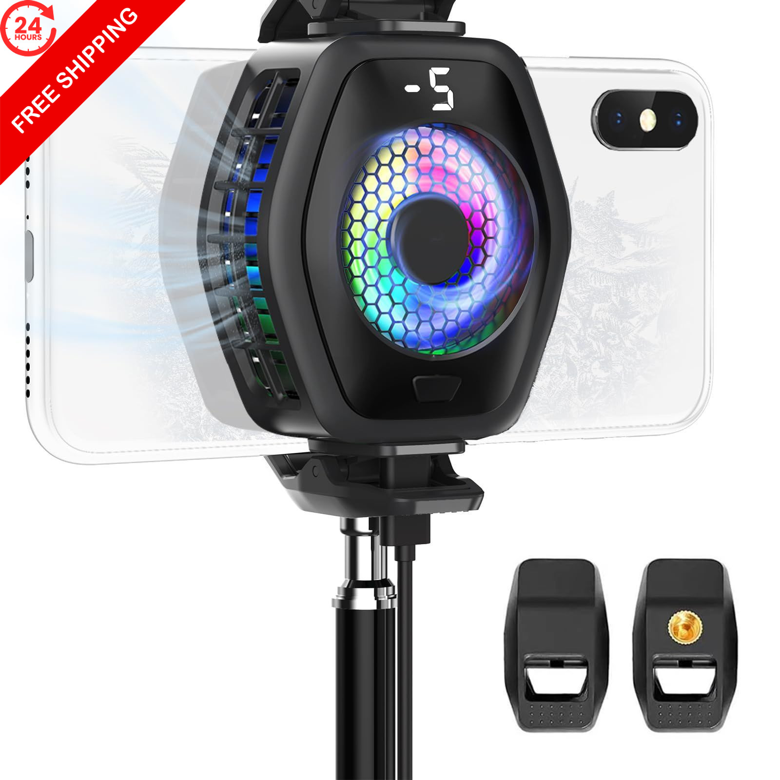 Jremreo 2-in-1 Magnetic & Clip-On Phone Cooler – Medium, Black