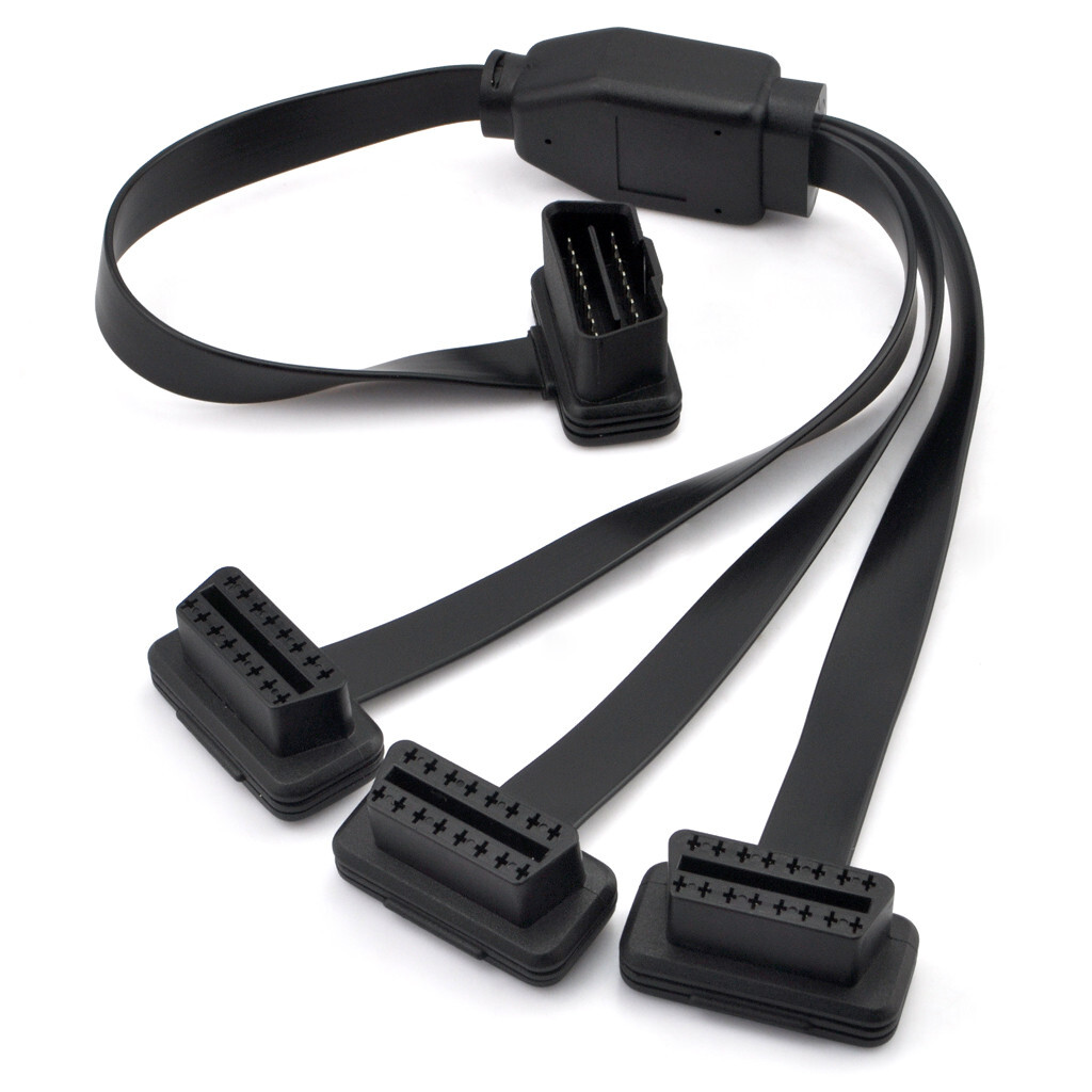 50cm/20 Right Angle OBD2 OBDII Y Splitter Cable 1x Male and 3x Female J1962 Port