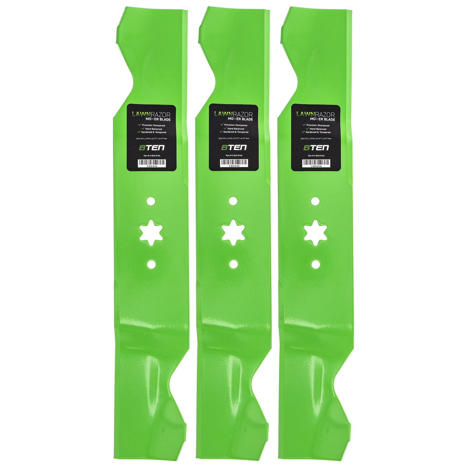 LawnRAZOR Notched High Lift Blade Set for Columbia RZT54 RZT-54 ZT54 3-Pack